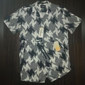 Malibu 2 Peice Black & White Polyester Set sz Medium